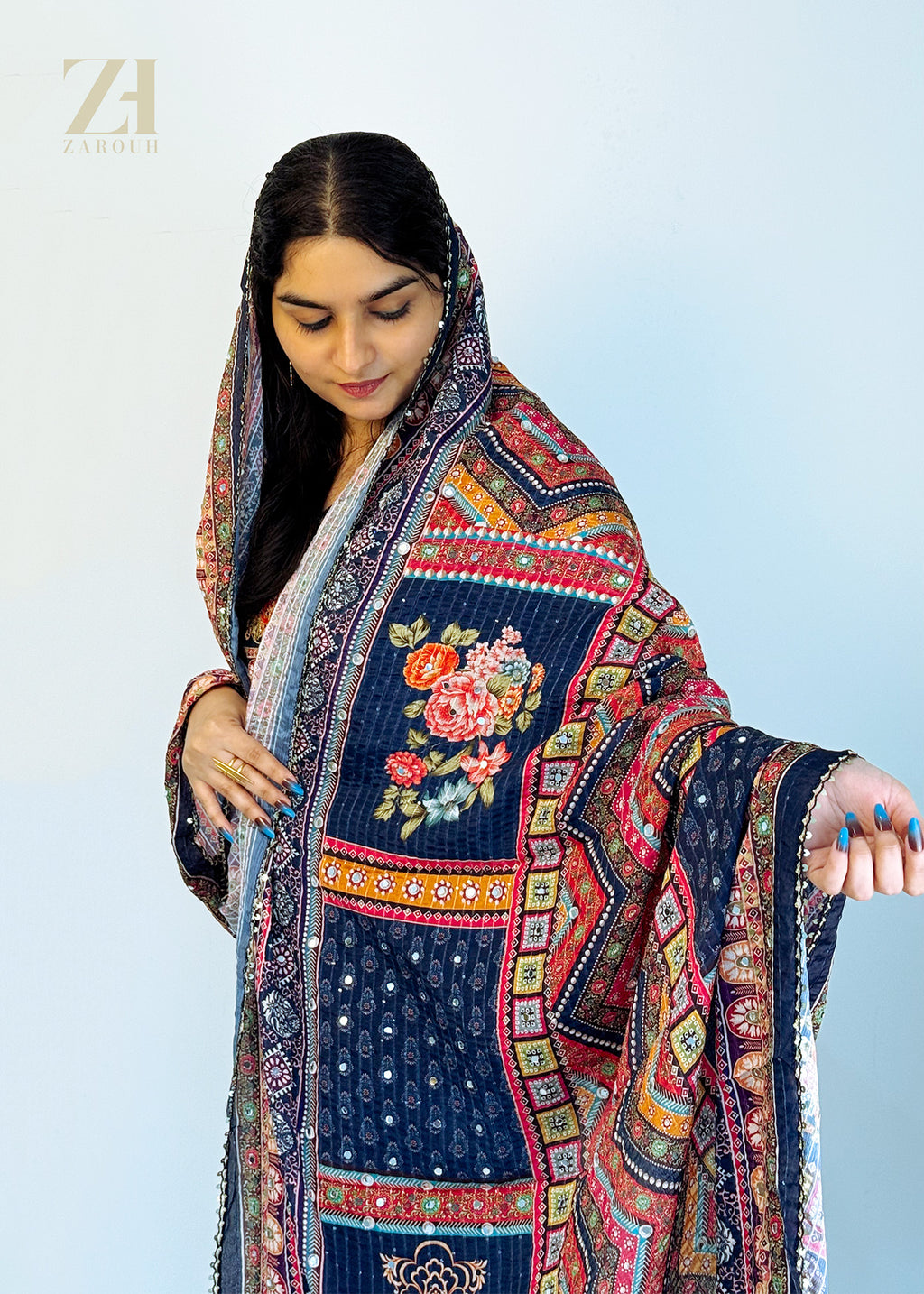 Navy Noor Roman Silk Set