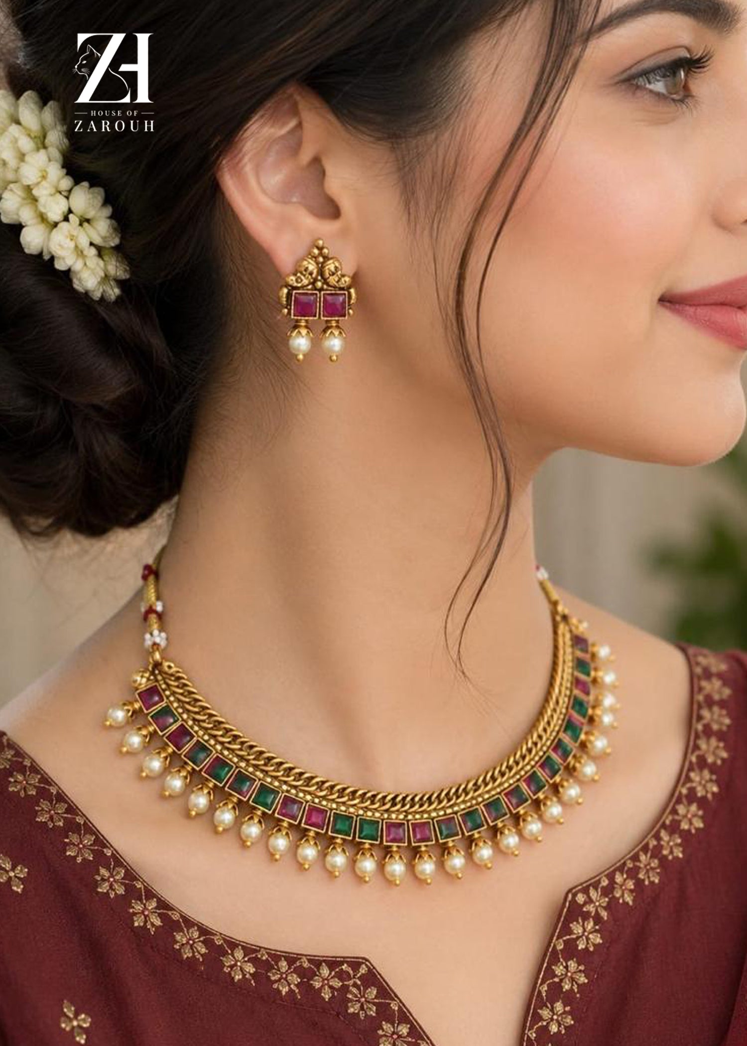 Ruby-Emerald Kemp Collar Set