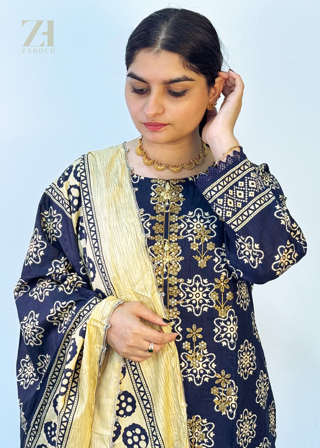 Navy Golden Pakistani Suit