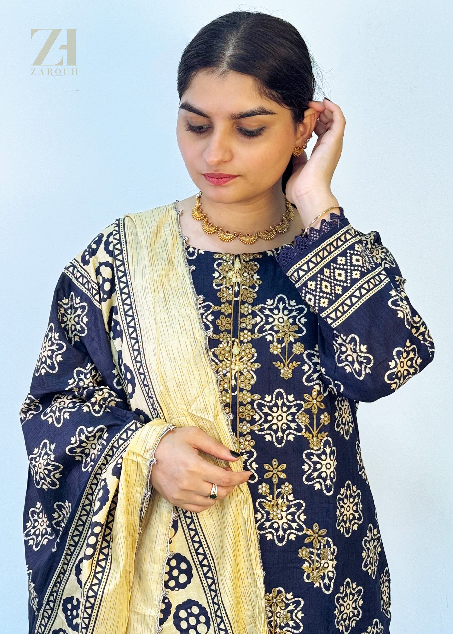 Navy Golden Pakistani Suit