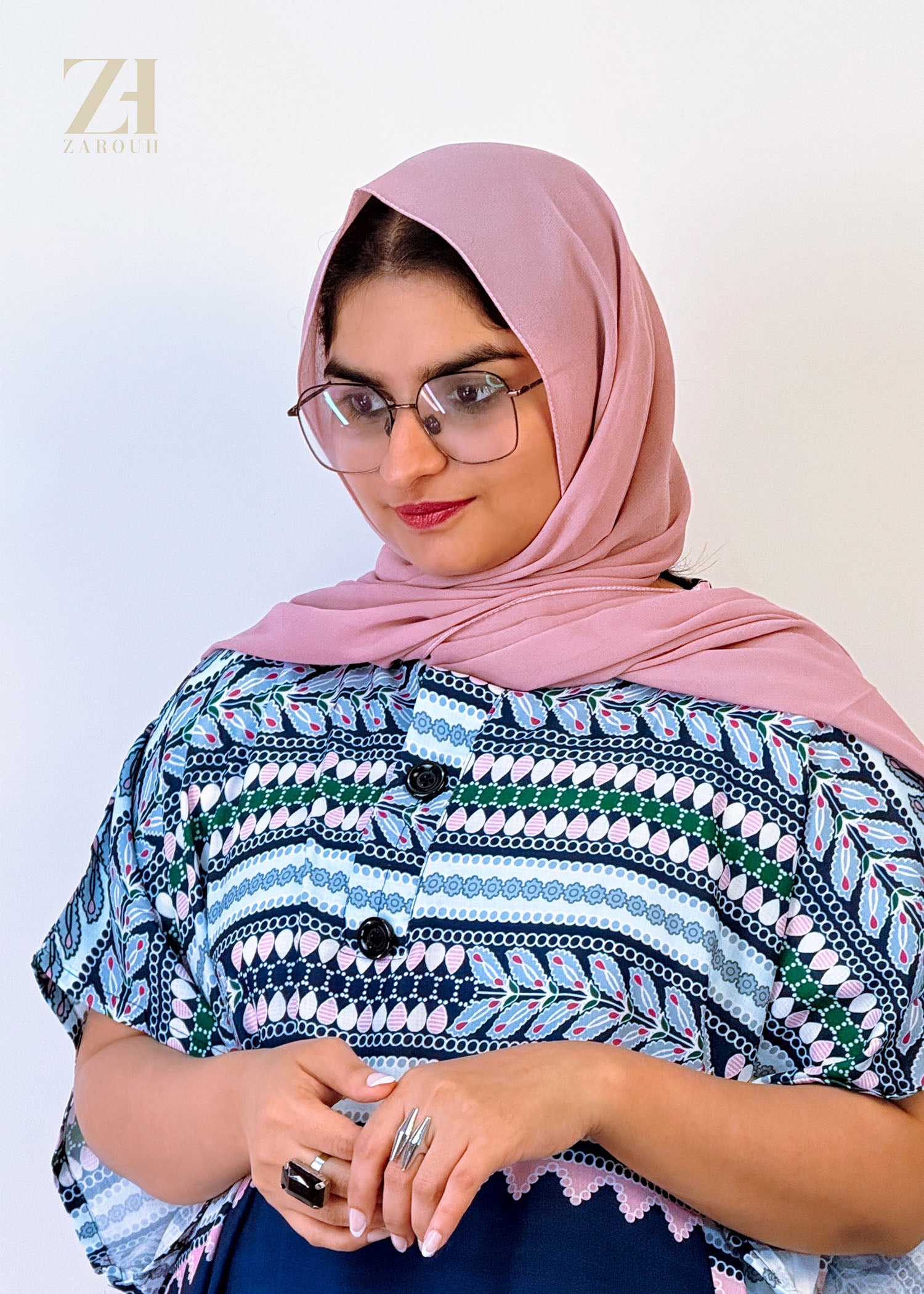 Flowy Yoke Print Kaftan