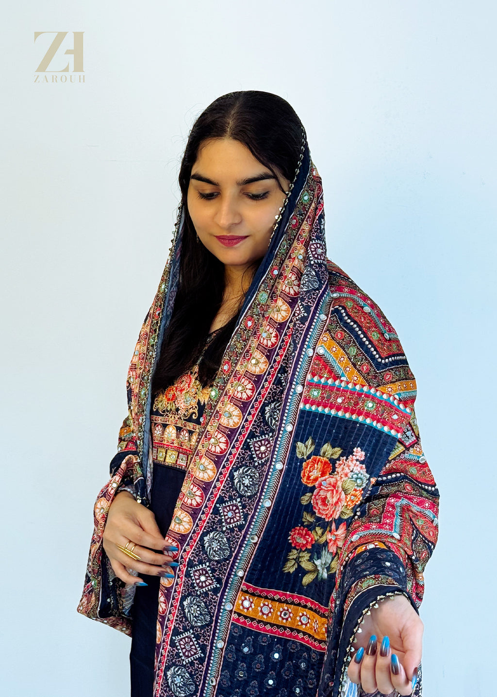 Navy Noor Roman Silk Set