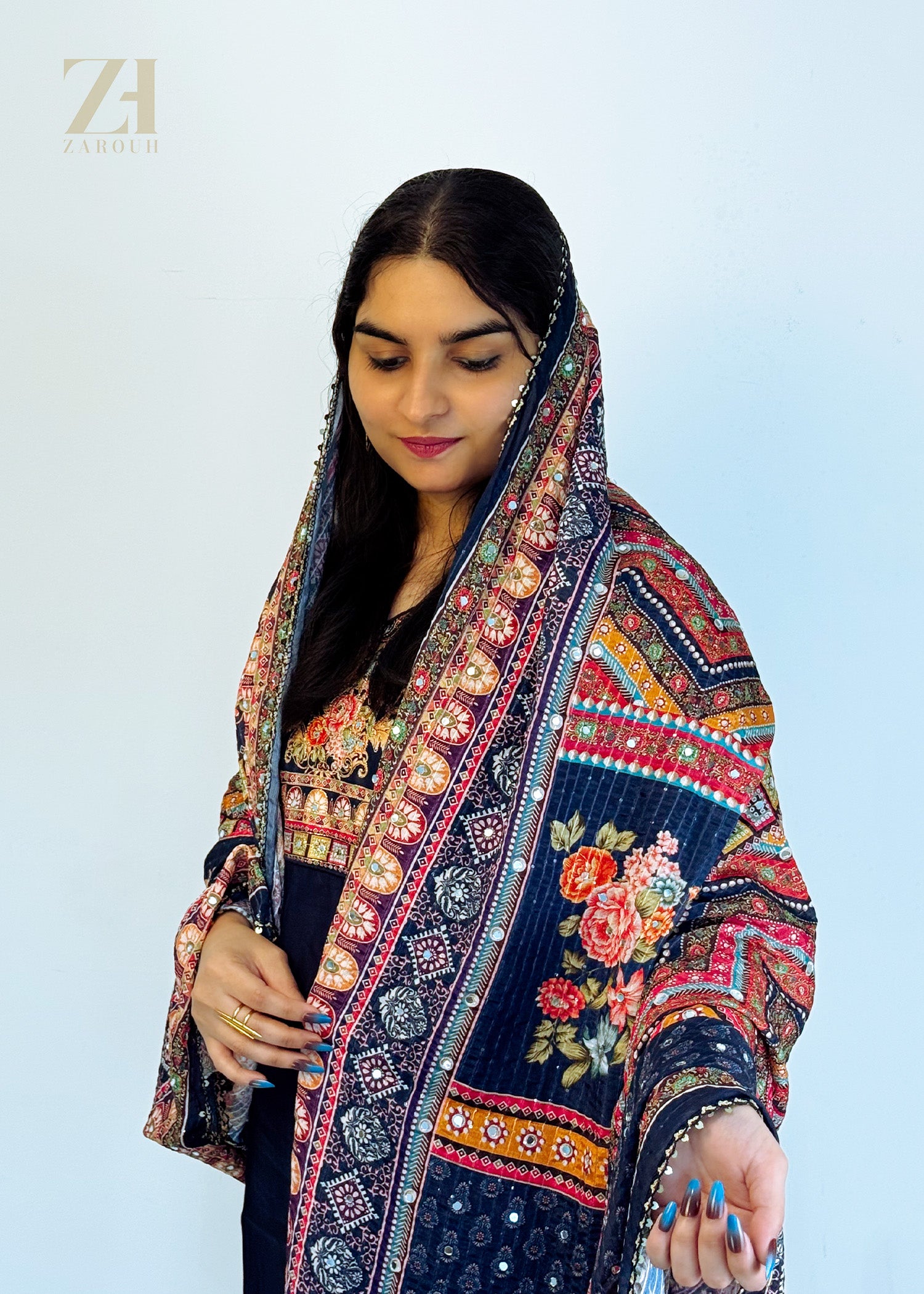 Navy Noor Roman Silk Set