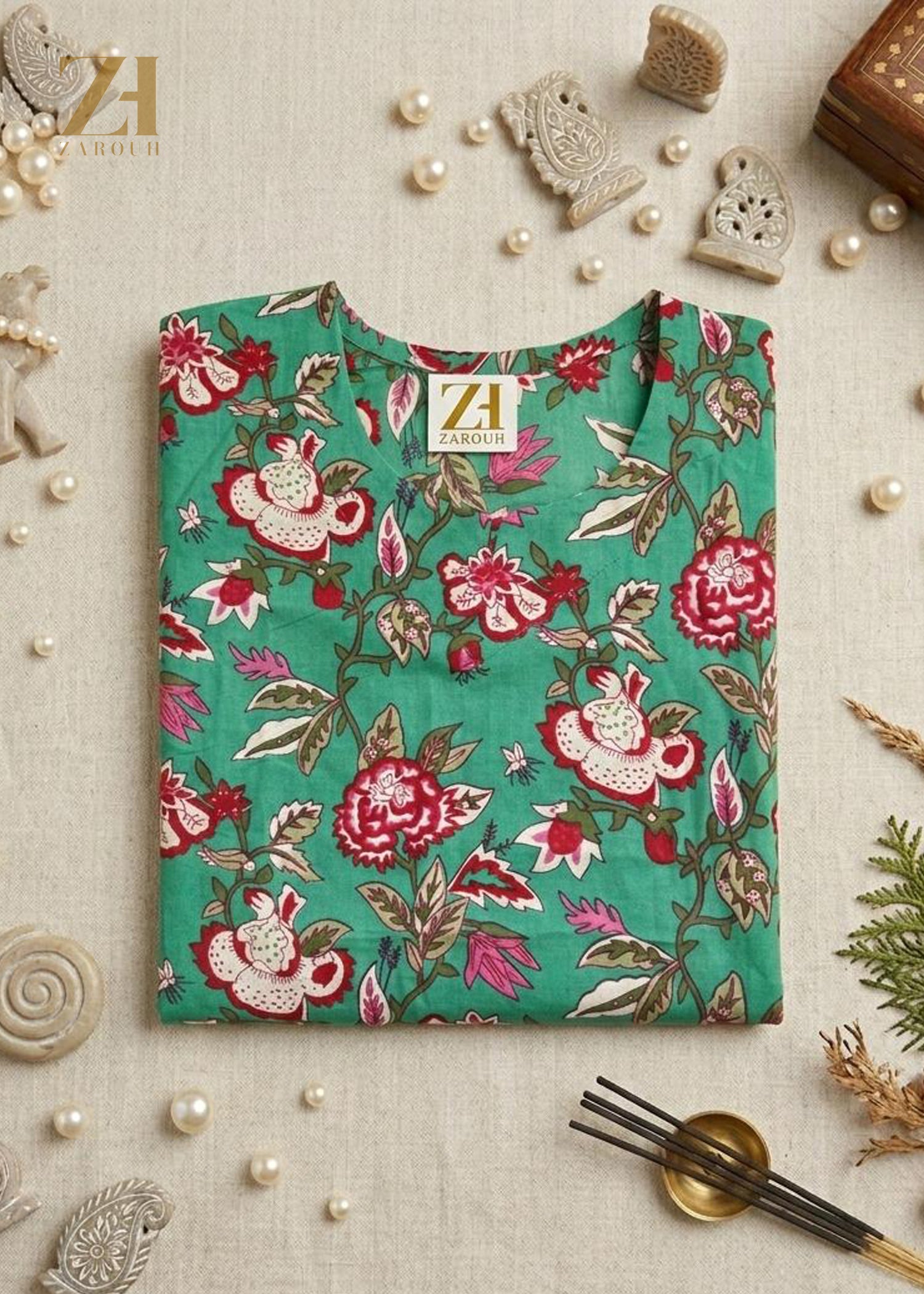 Emerald  Floral Kurta