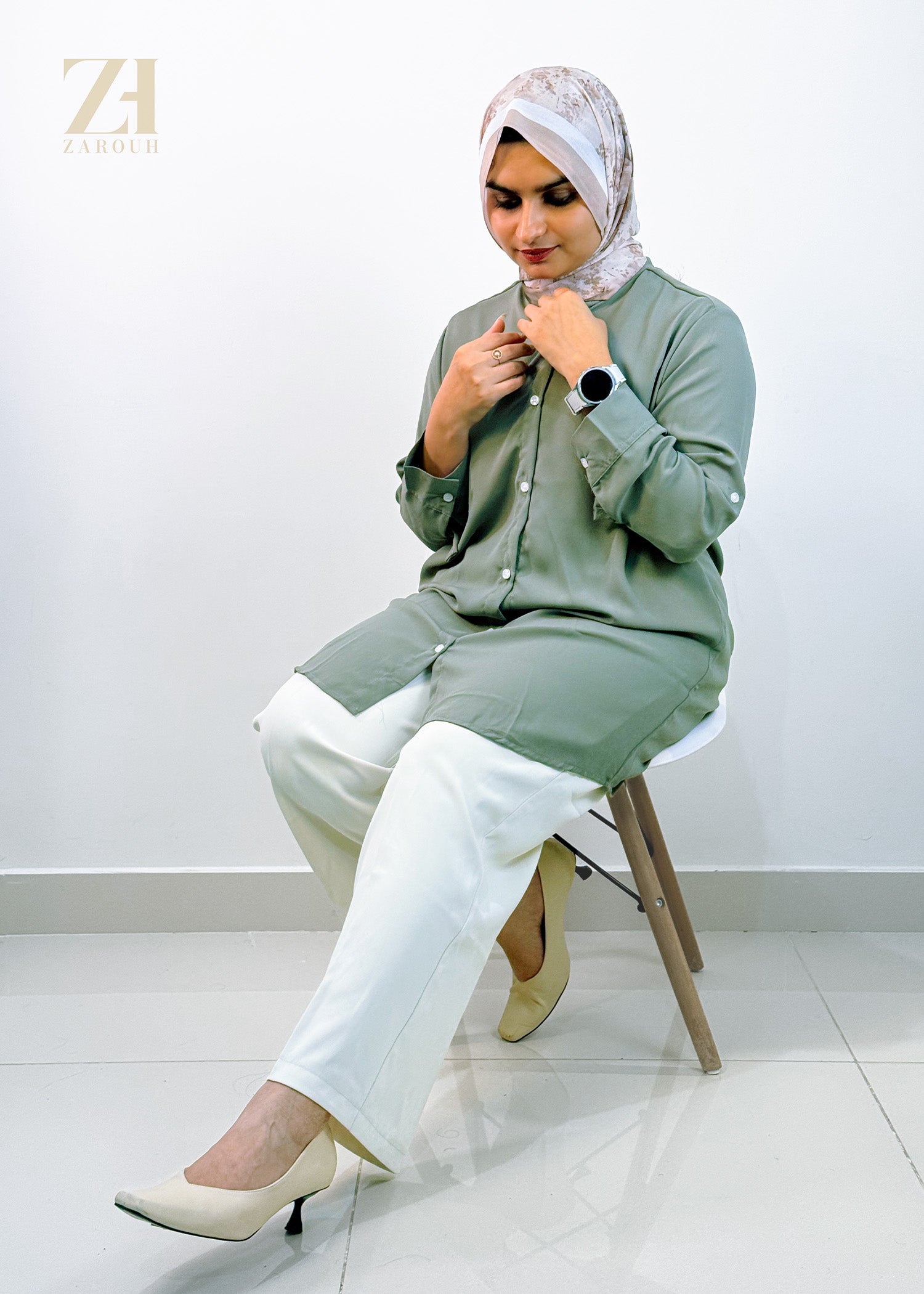 Dusty Green Long Lined Shirt