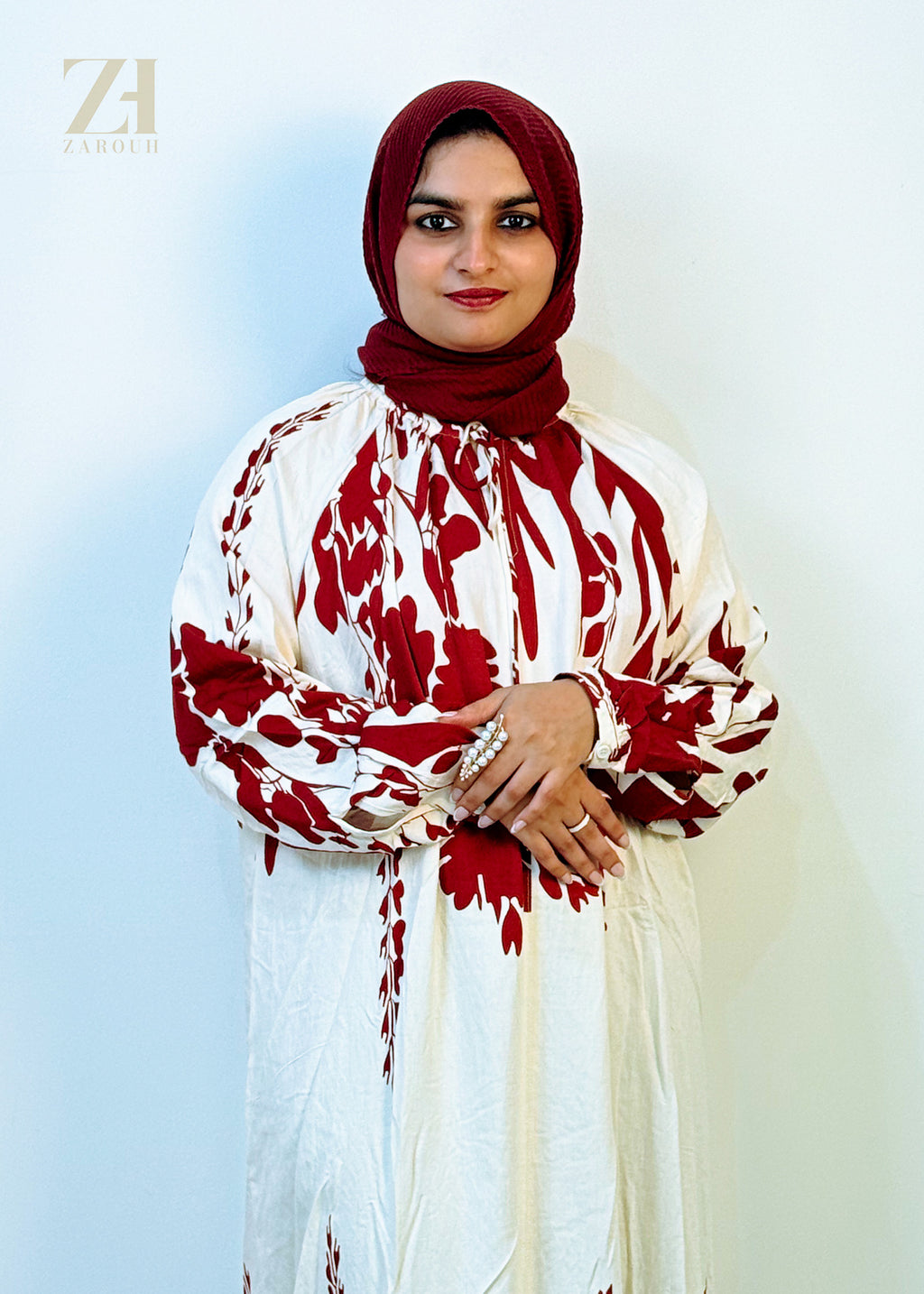 Red & White Floral Maxi