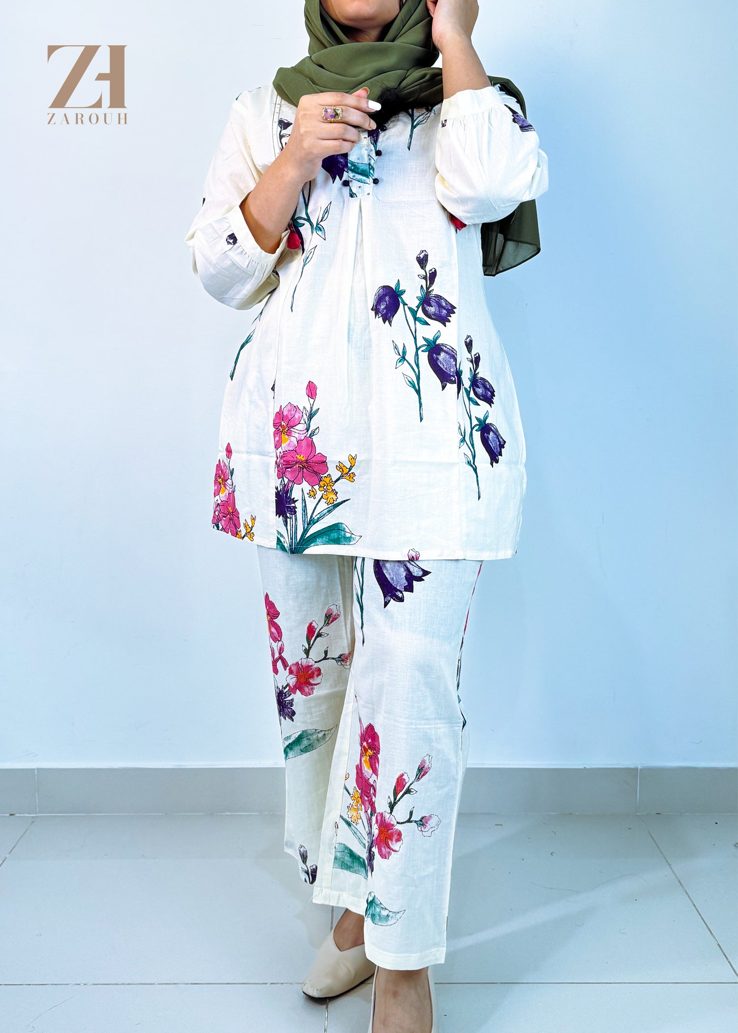 Cream Floral Co-ord Set