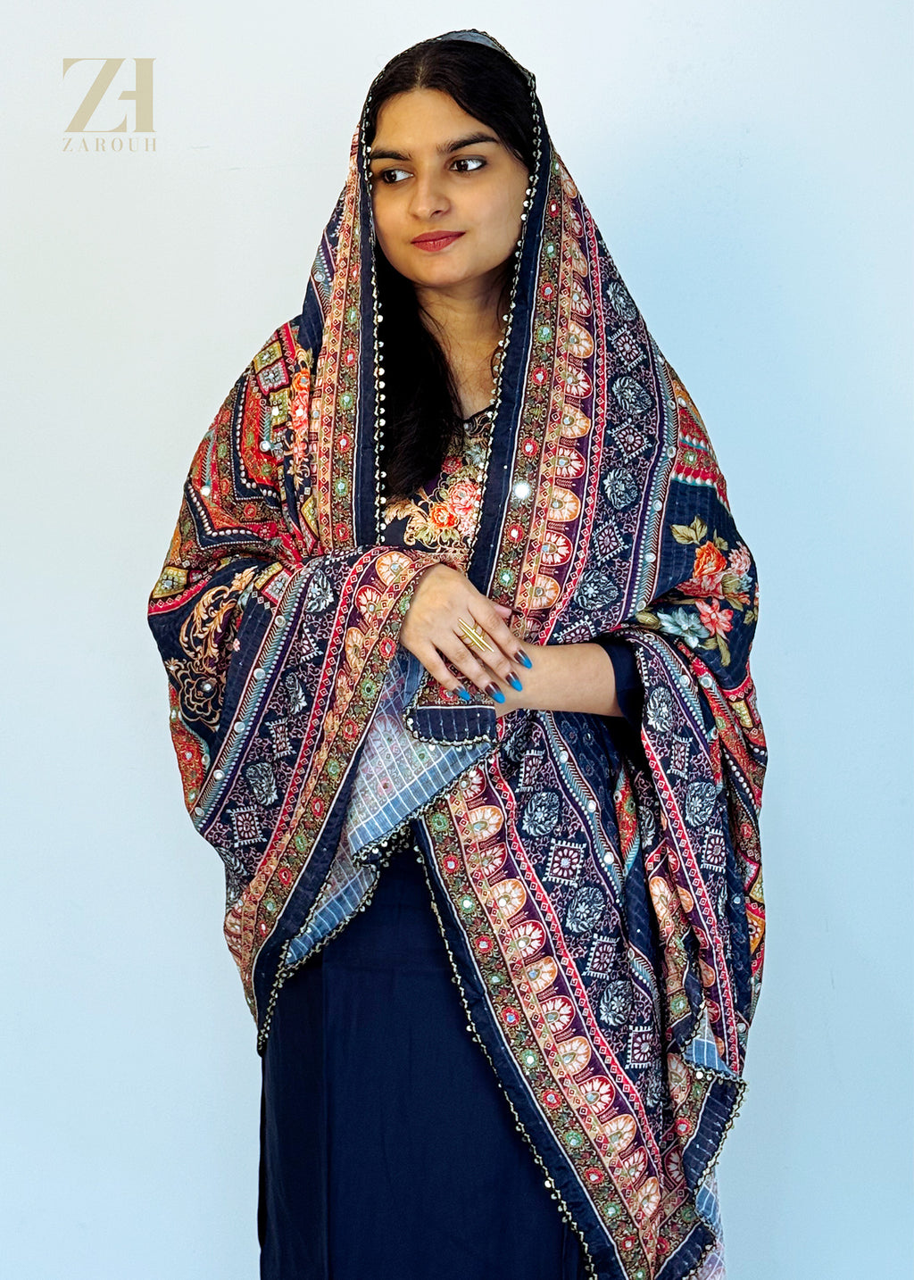 Navy Noor Roman Silk Set
