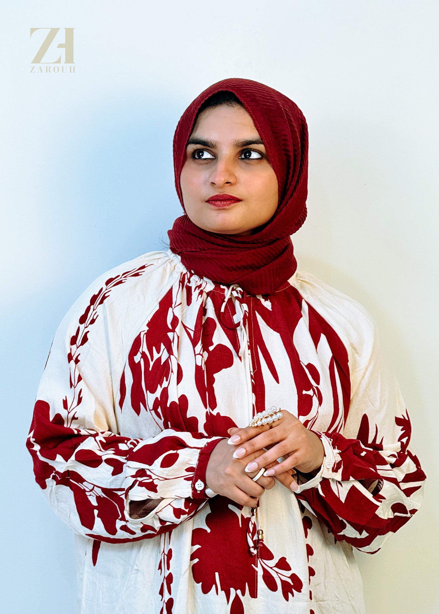 Red & White Floral Maxi