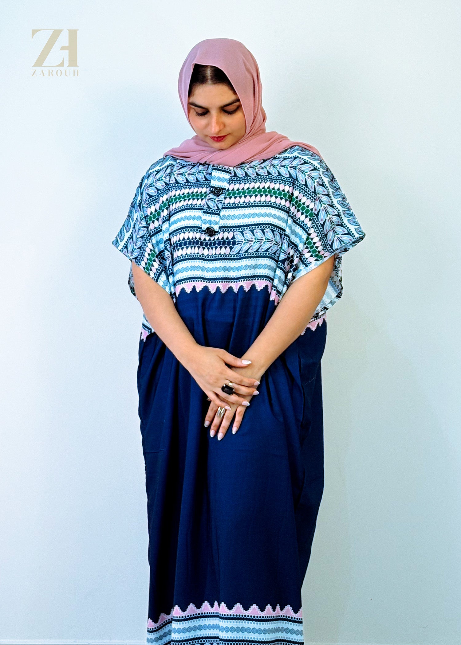 Flowy Yoke Print Kaftan