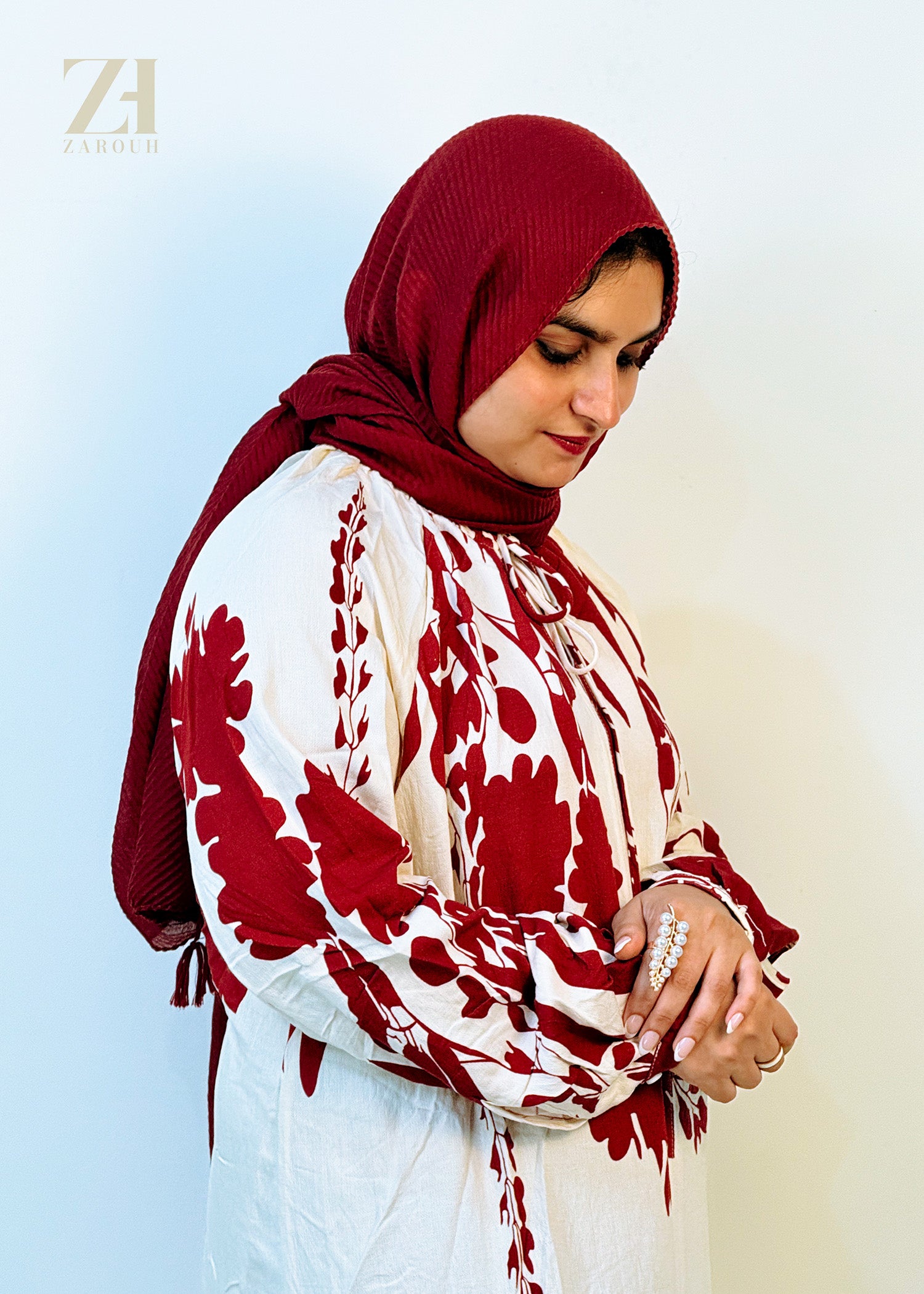 Red & White Floral Maxi
