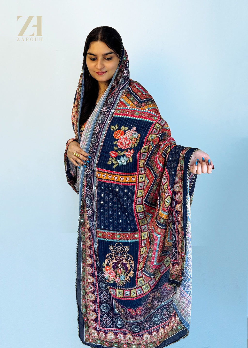 Navy Noor Roman Silk Set