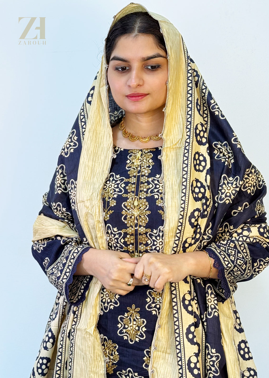 Navy Golden Pakistani Suit