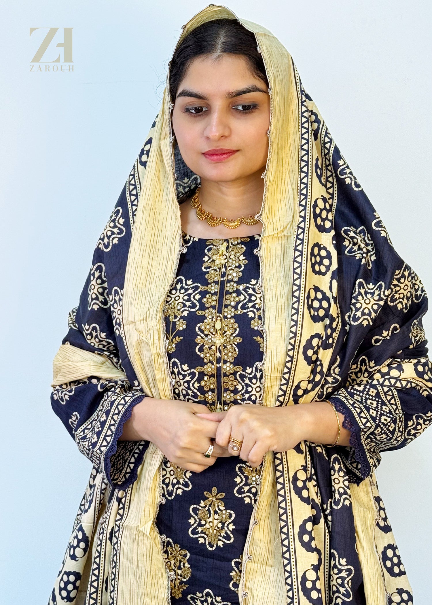 Navy Golden Pakistani Suit