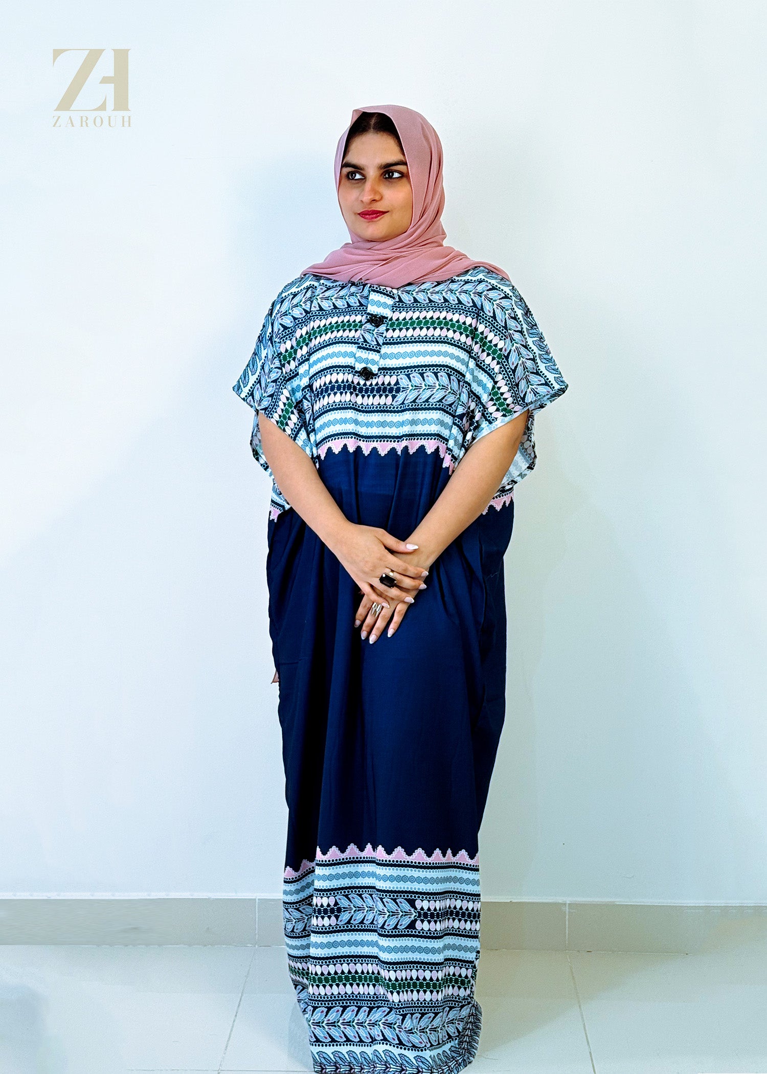 Flowy Yoke Print Kaftan