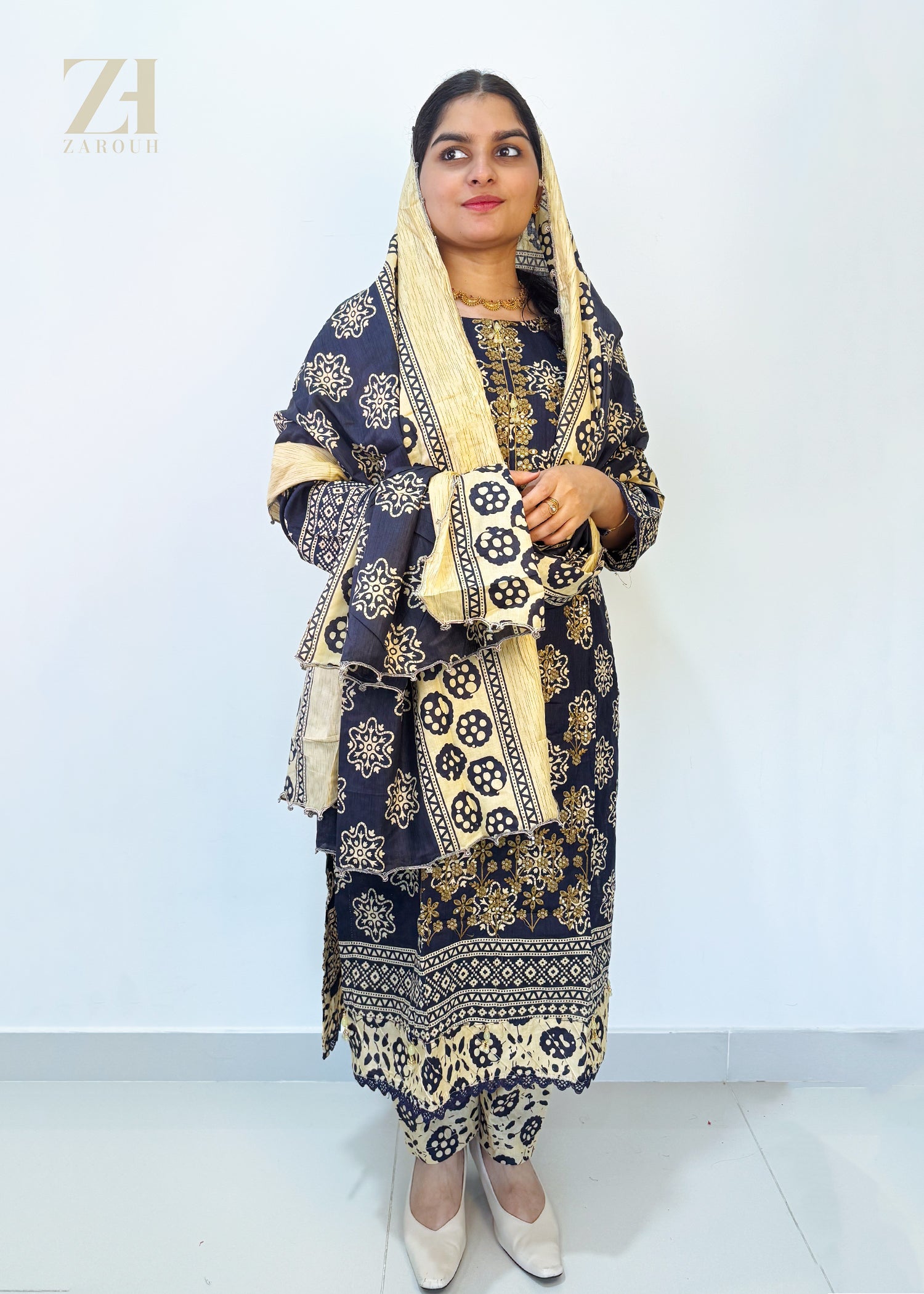 Navy Golden Pakistani Suit