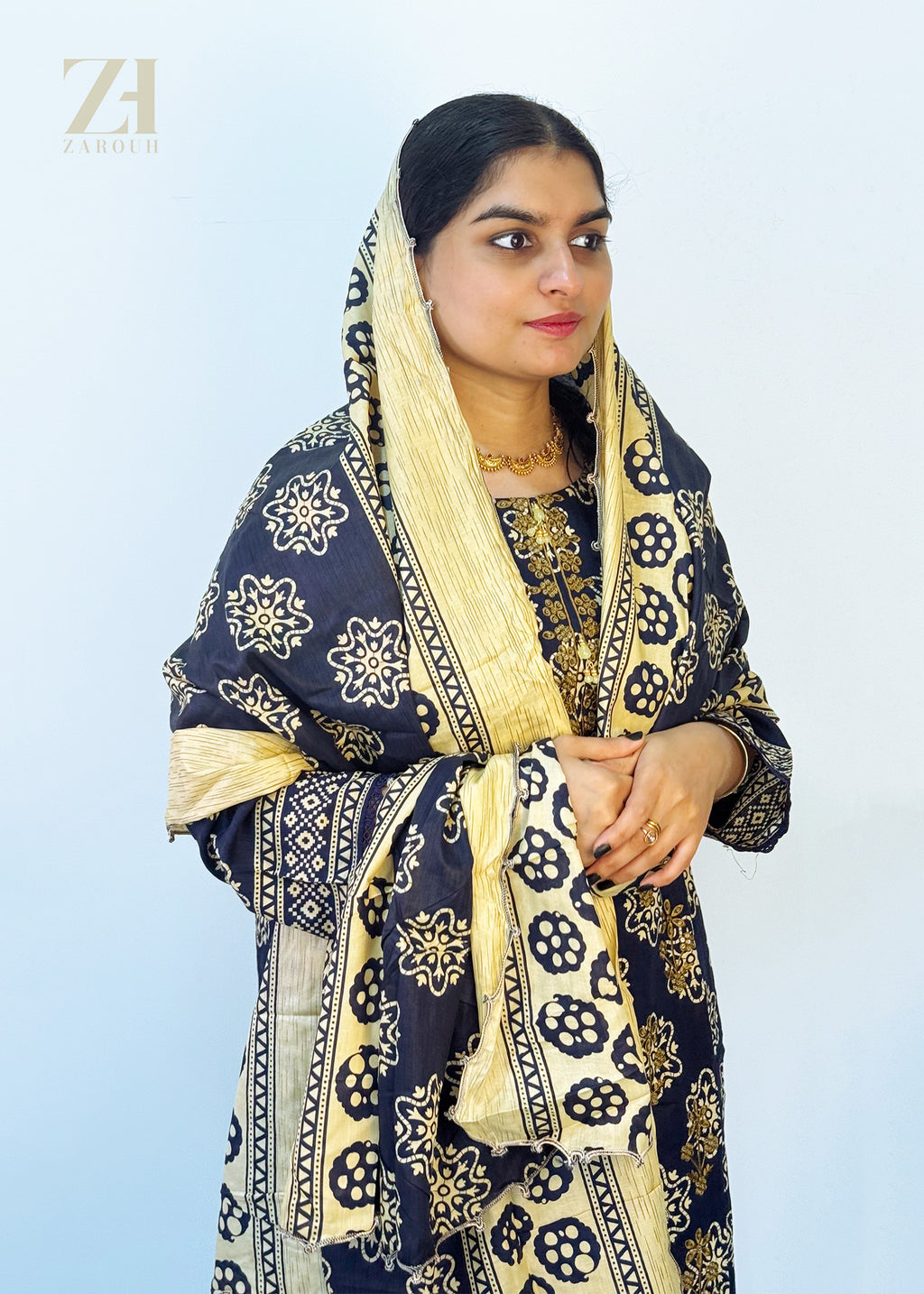 Navy Golden Pakistani Suit