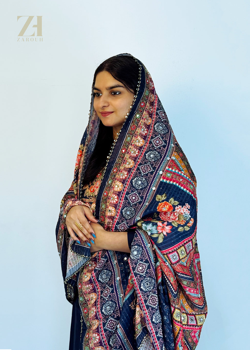 Navy Noor Roman Silk Set