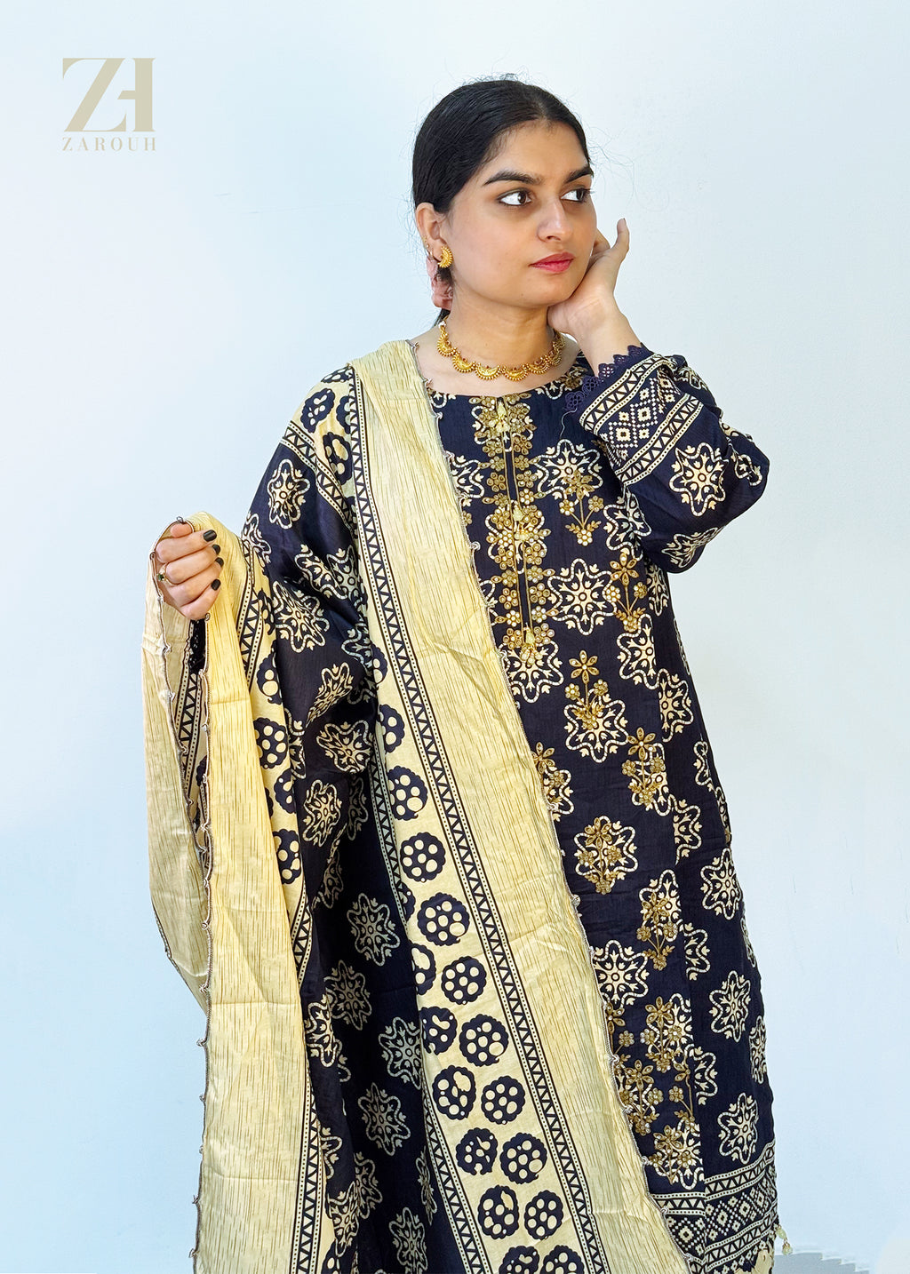 Navy Golden Pakistani Suit