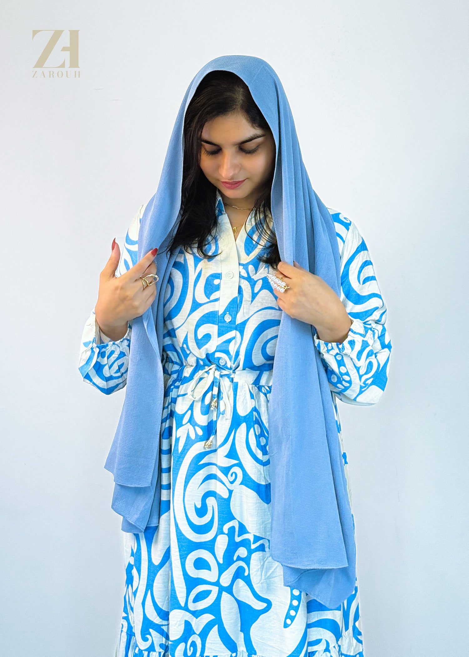 Blue Wave Geo Floral Dress